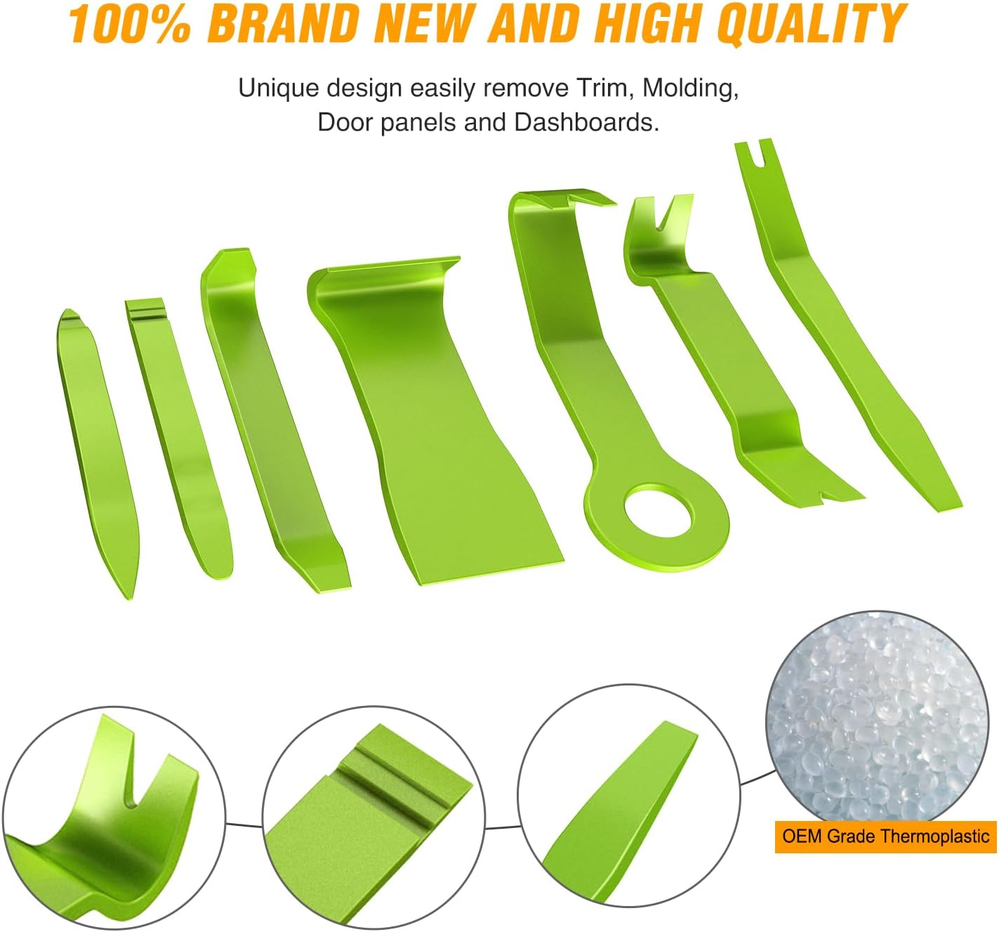 GOOACC 8PCS Auto Trim Removal Tool Kit No-Scratch Removal Tool Kit for Car Audio Dash Panel Window Molding Fastener Remover Tool Kit-Green - Green image number 3