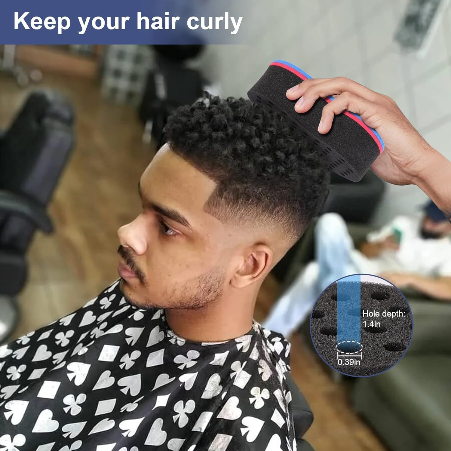 Hair Sponge Brushes Curls Hair Sponges with Steel Comb, 2Pcs Small Holes Sponge Brush Sponge Hair Brush,Twist Hair Sponge Big Holes Sponge Brush Small Holes Barber Hair Brush Hair Sponge Twist Brush image number 5