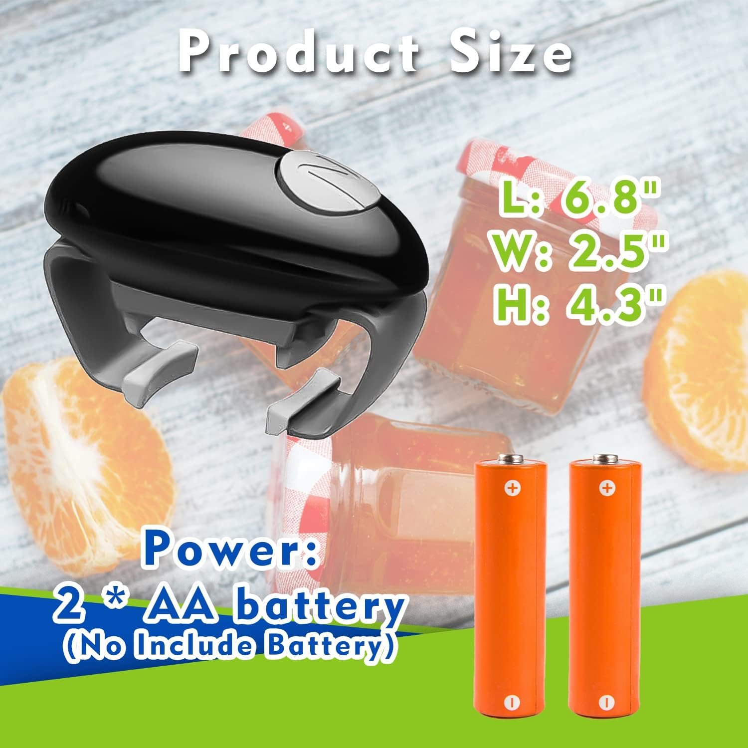 Chulovs Electric Can Opener, Kitchen Helper Heavy Duty Automatic Can Opener for New Sealed Jars, Hands Free Can Opener with Less Effort to Open (Black) - White image number 3