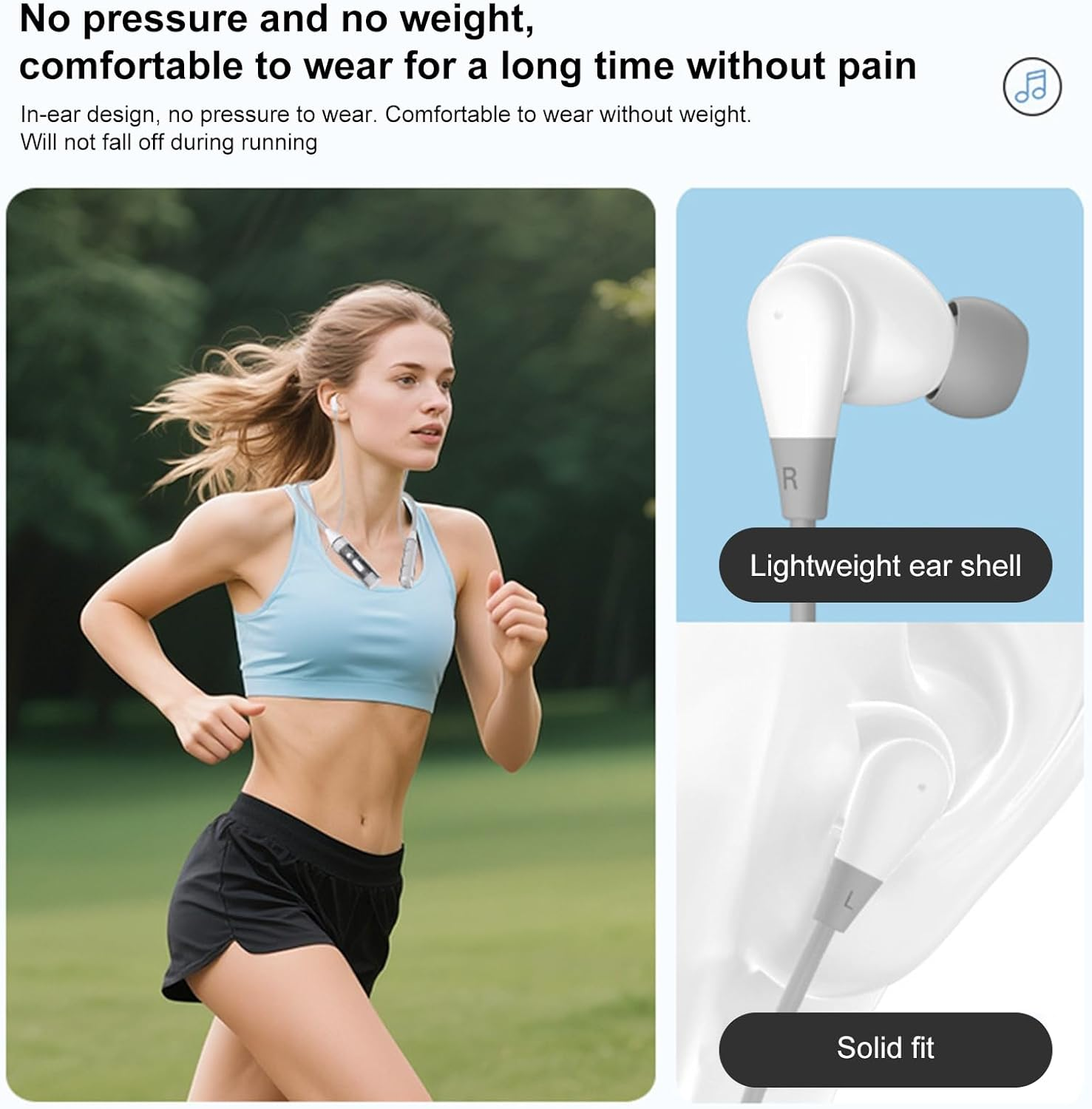 Around the Neck Earbuds,In-Ear Earphones with Microphone | Comfortable Magnetic Double Microphone Headset Earphone for Running Outdoor Gym Sport Home Men Women image number 2