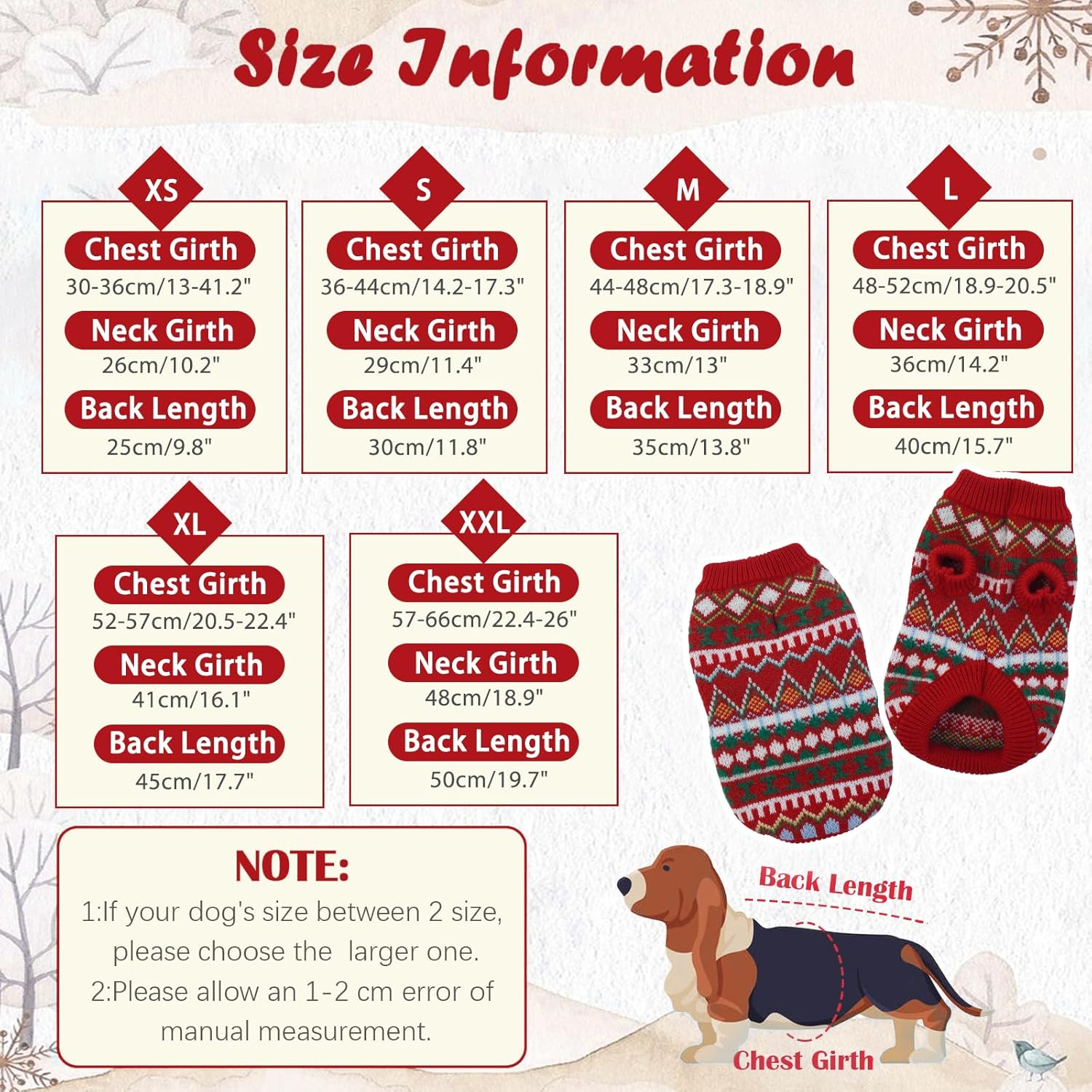 Hjumarayan Boho Dog Jumper - Christmas Jumper for Small Dogs, Beautiful Thick Dog Jumper, French Bulldog Chihuahua (Red-Green, M)