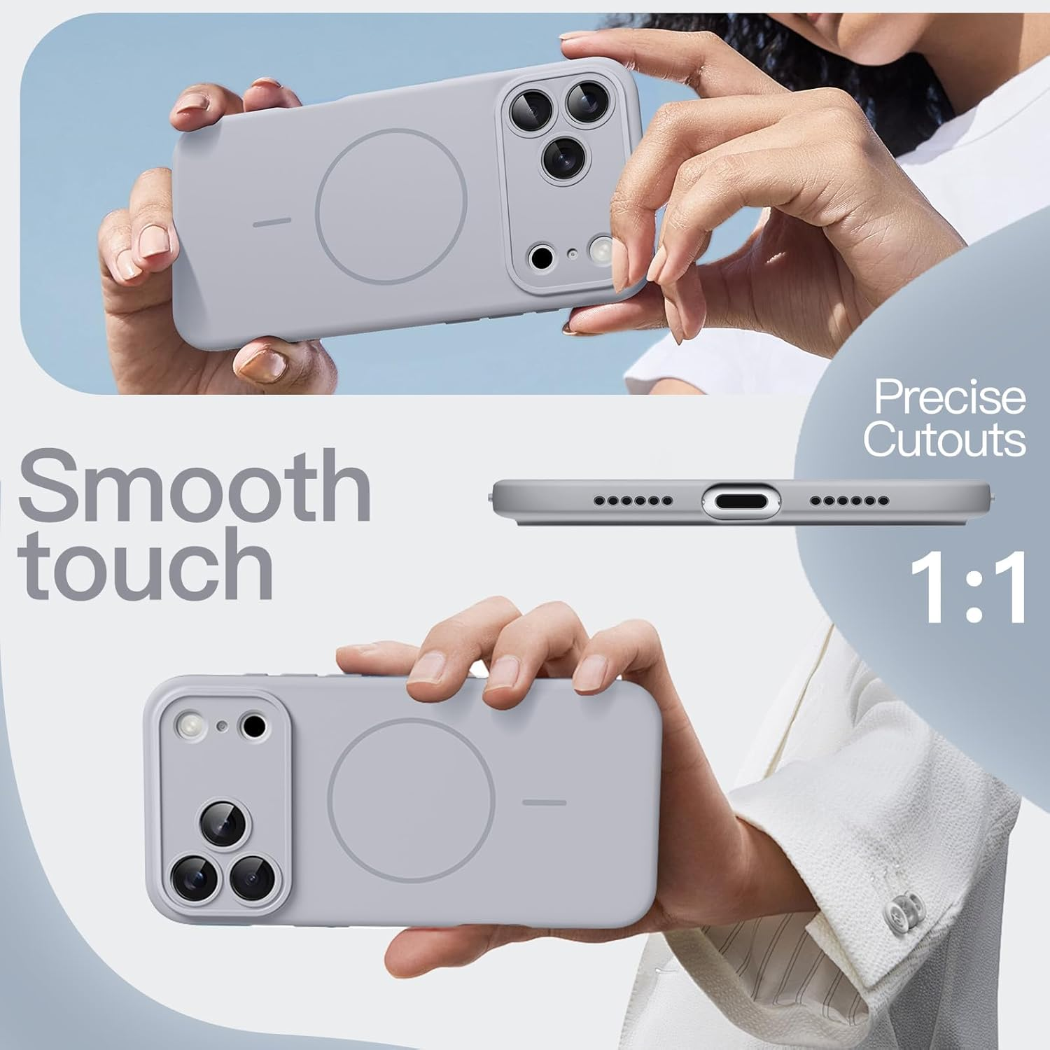 Jetech Magnetic Silicone Case for Iphone 17 Pro Max 6.9-Inch, Compatible with Magsafe, Silky Soft Touch, Shock Absorbing Phone Cover with Camera Lens Protection (Grey) - Midnight Green image number 2