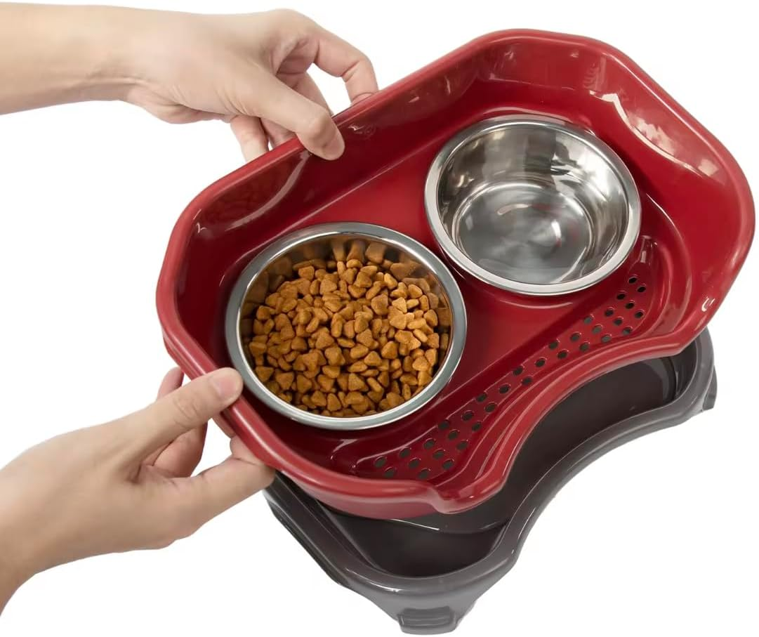 Pet Bowls, Mess-Proof, Elevated, No Spill, Non-Tip, Pet Accessary, Raised Stainless Steel Food & Water Pet Bowls,Stand Feeder Set for Cats and Puppy image number 5