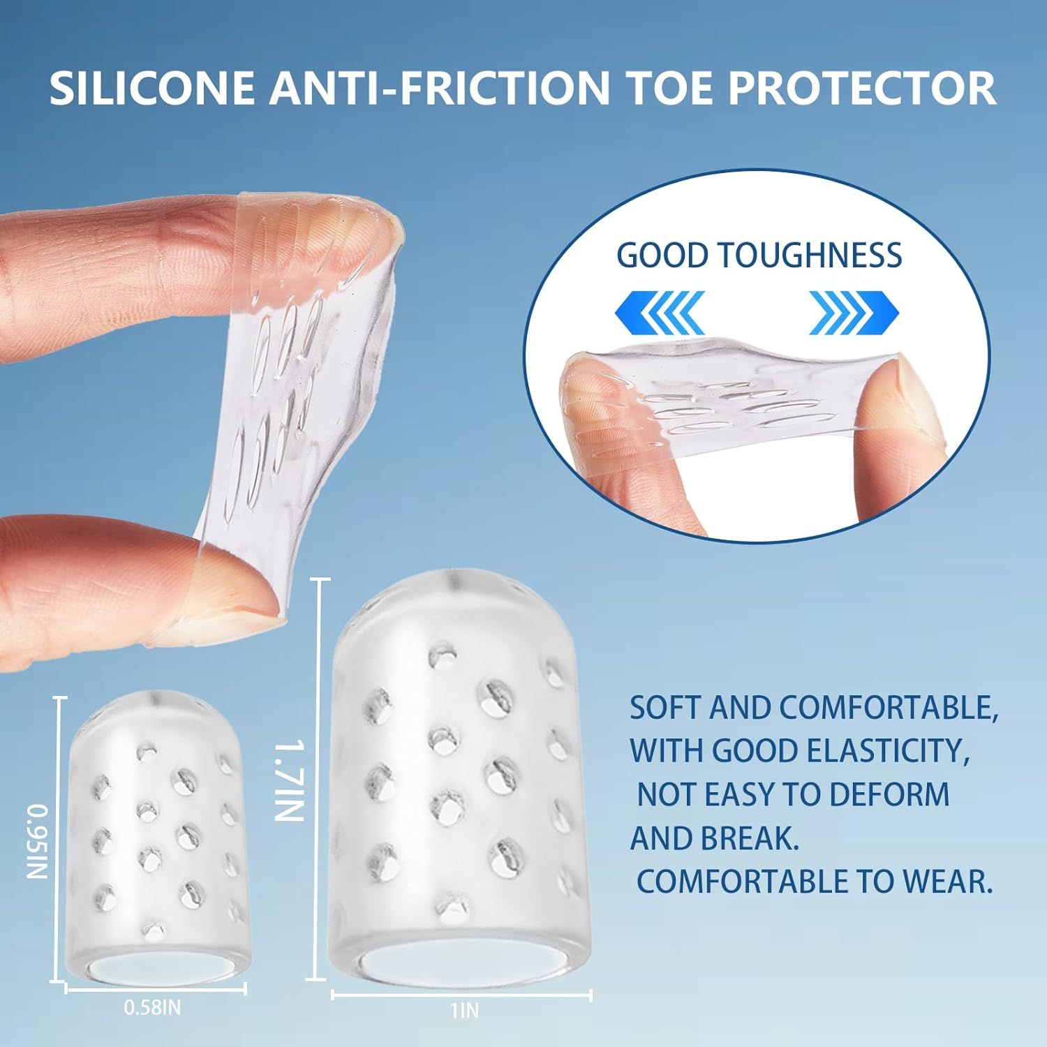 30 Pcs Anti-Friction Silicone Toe Protector, Breathable Soft Clear Gel Toe Covers Caps Guards for Men Women, Toe Sleeves for Corns, Blisters and Pain Relief, 6 Pcs Big Size + 24 Pcs Little Size image number 5