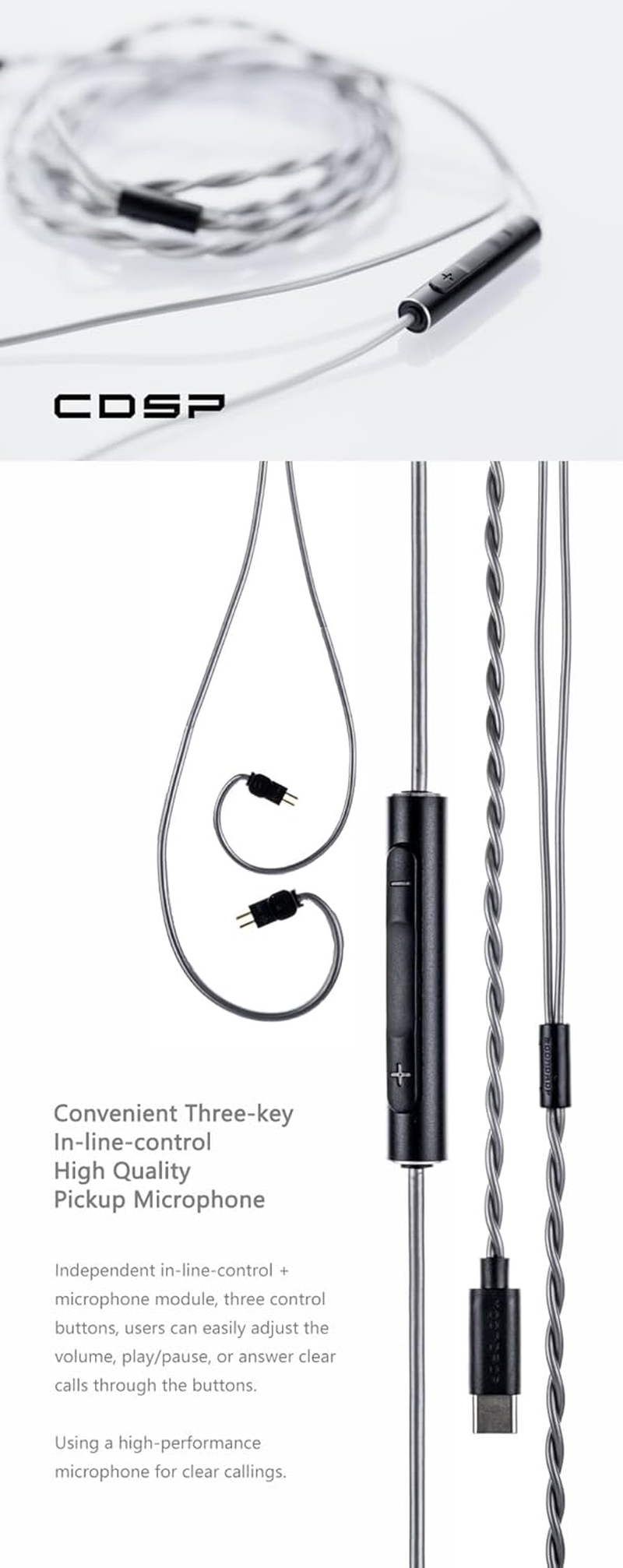 Moondrop CDSP New Online Interactive DSP USB-C Earphone Upgrade Cable for Portable Wired Hifi Earphone