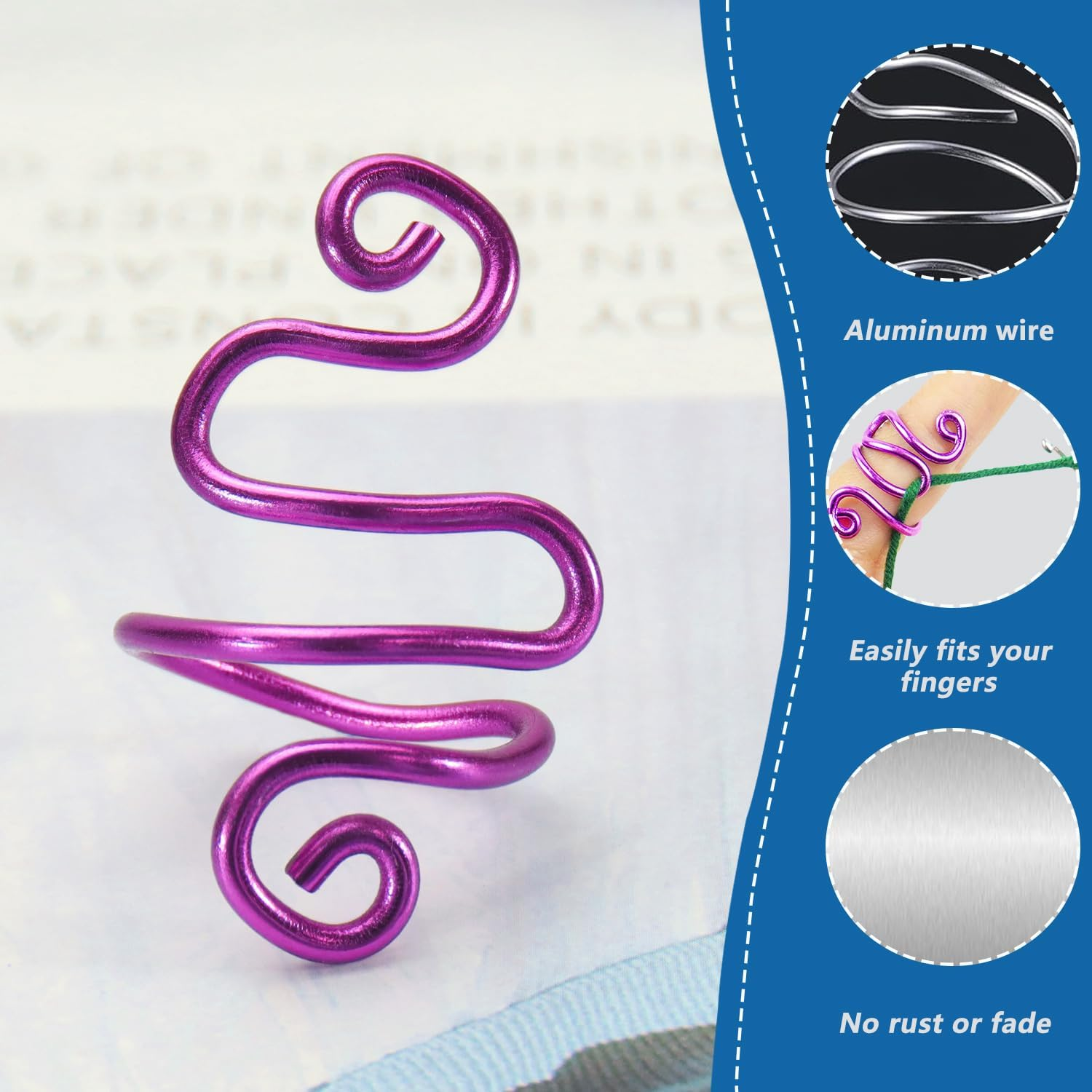 2Pcs Crochet Tension Rings for Crocheting, Adjustable Crochet Yarn Tension Ring, Crocheting Ring for Your Finger (Purple) - Purple image number 4