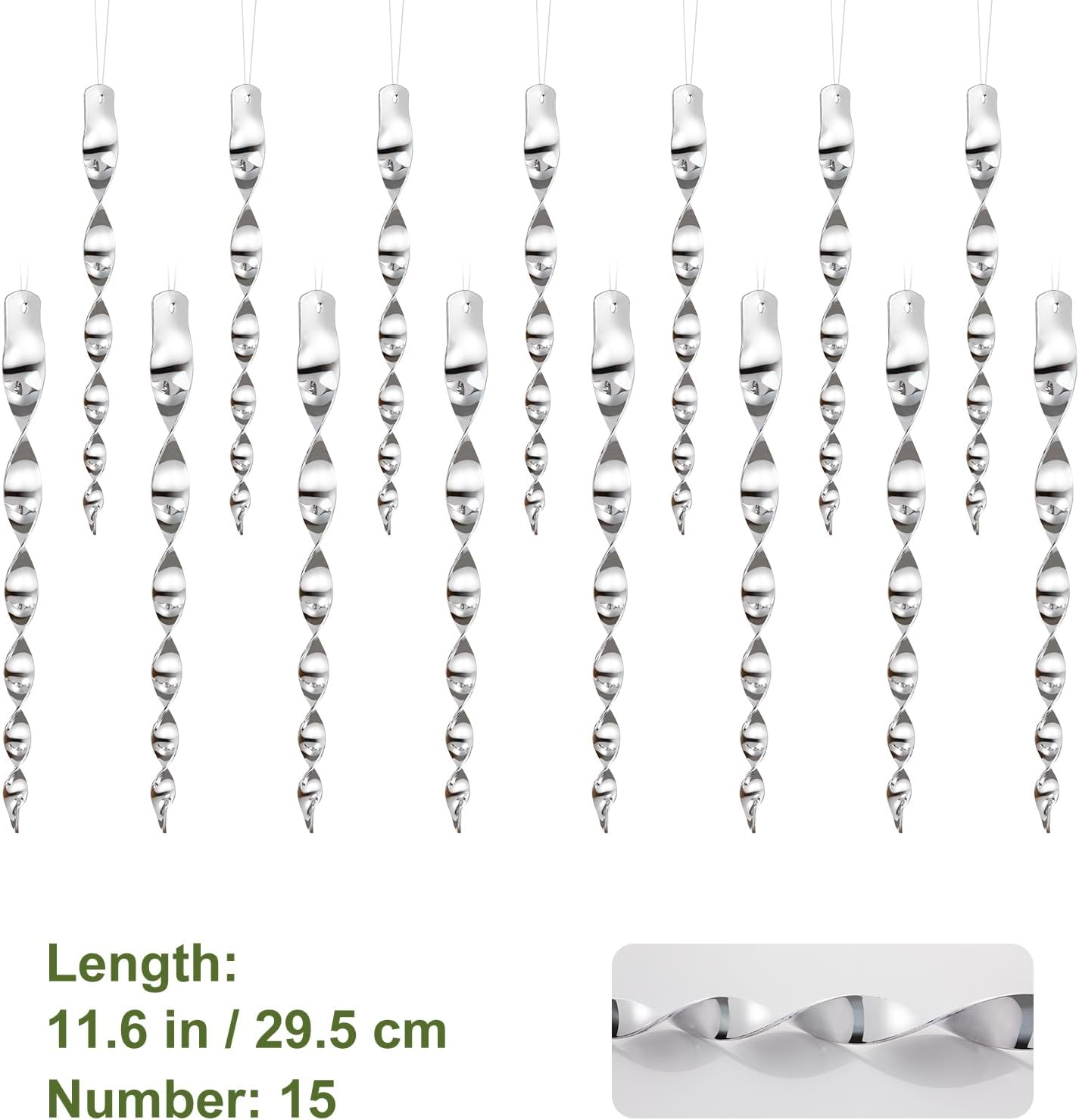 OFFO Bird Deterrent Scarer Rods, 30Cm (11.5 Inches) Reflective Device Outdoor to Keep Pigeon and Woodpecker Away from Garden or Yard, 15 Pcs, Silver image number 5