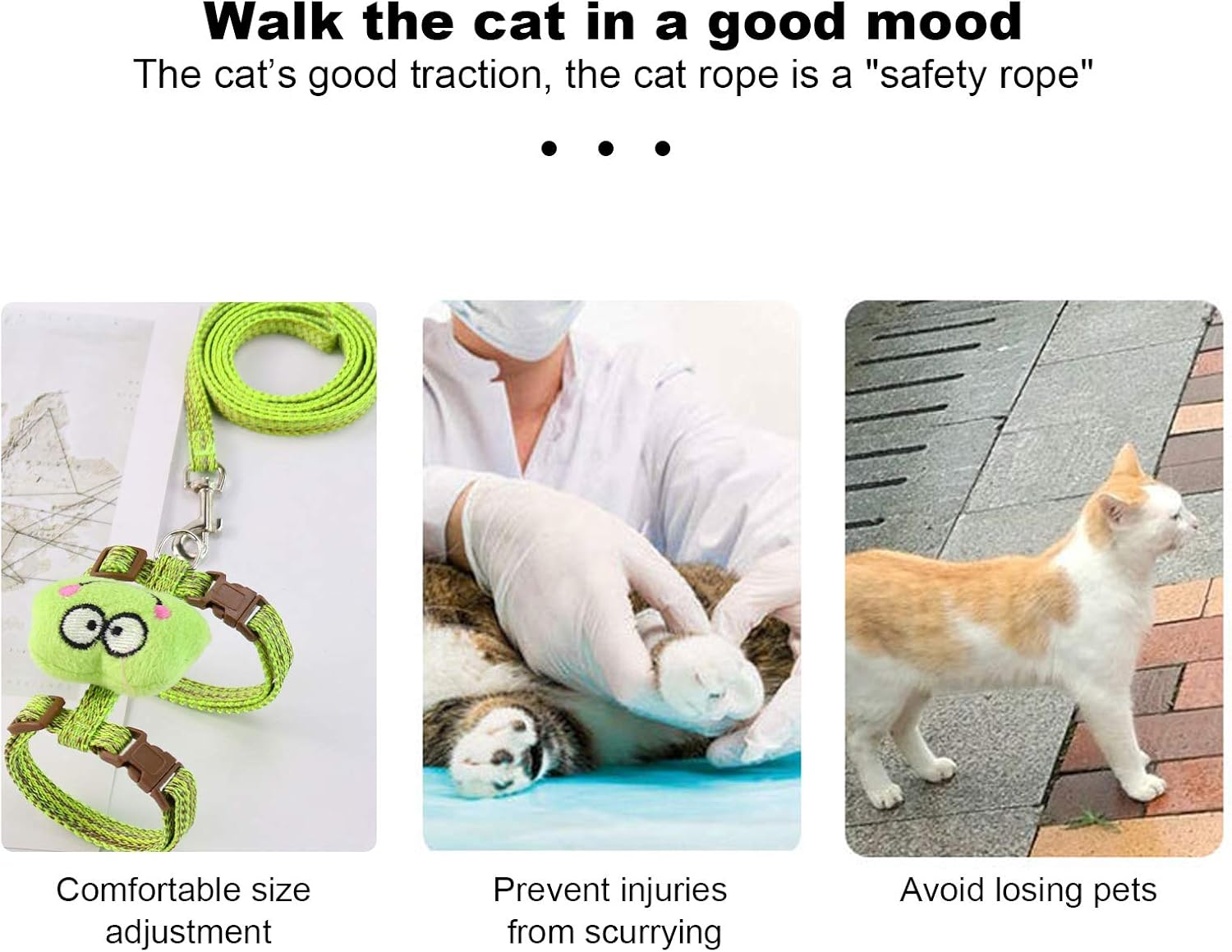 Cat Harness with Leash - Cloth I Shaped Chest Harness - Adjustable Escapeproof Kitten Harness, Lightweight Soft for Large Small Cats Walking Travel Outdoor (Green) image number 4