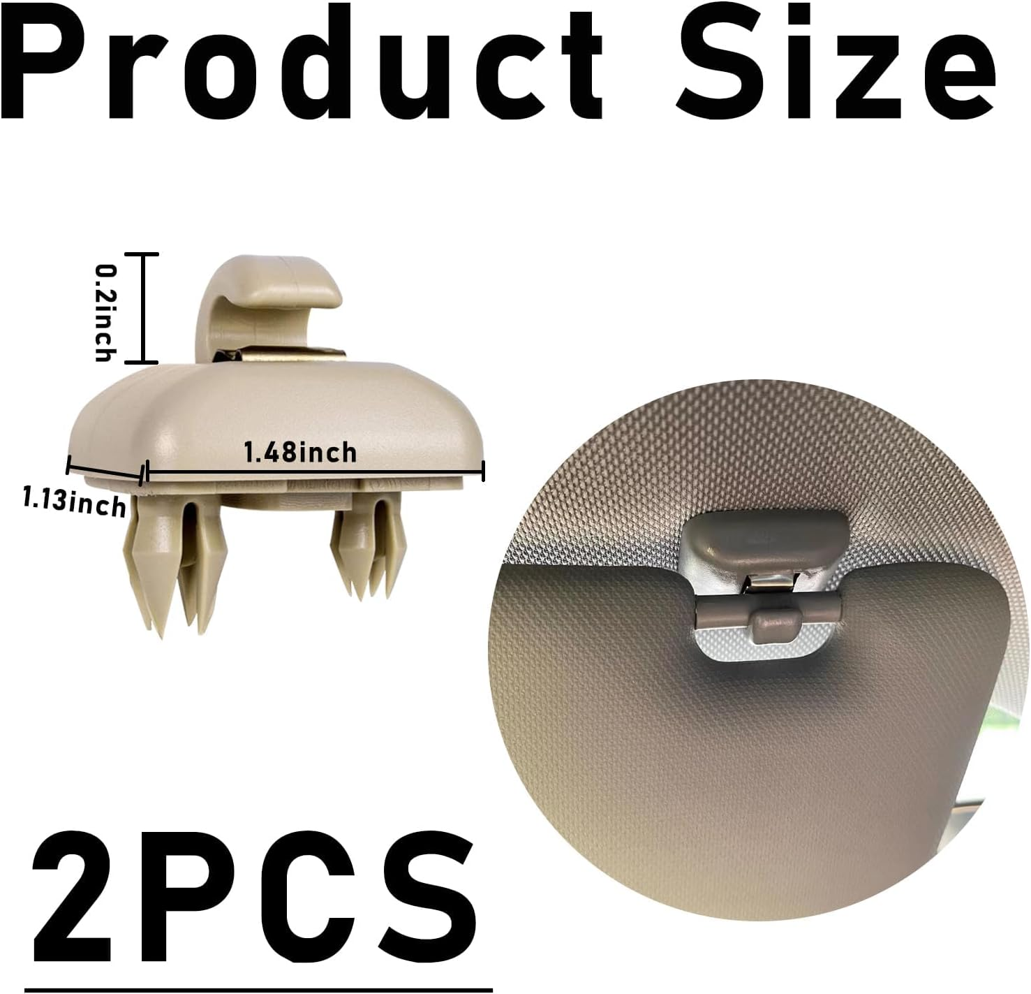 2 PCS Sun Visor Bracket Hook Clip, Upgraded Base Makeup Mirror Fixing Bracket, Car Interior Sunscreen Holder Hook, Compatible with A3 A4 LA 5A 6L Q5 Q3, OEM# 8U0857562A, 8E0857562 (Beige)
