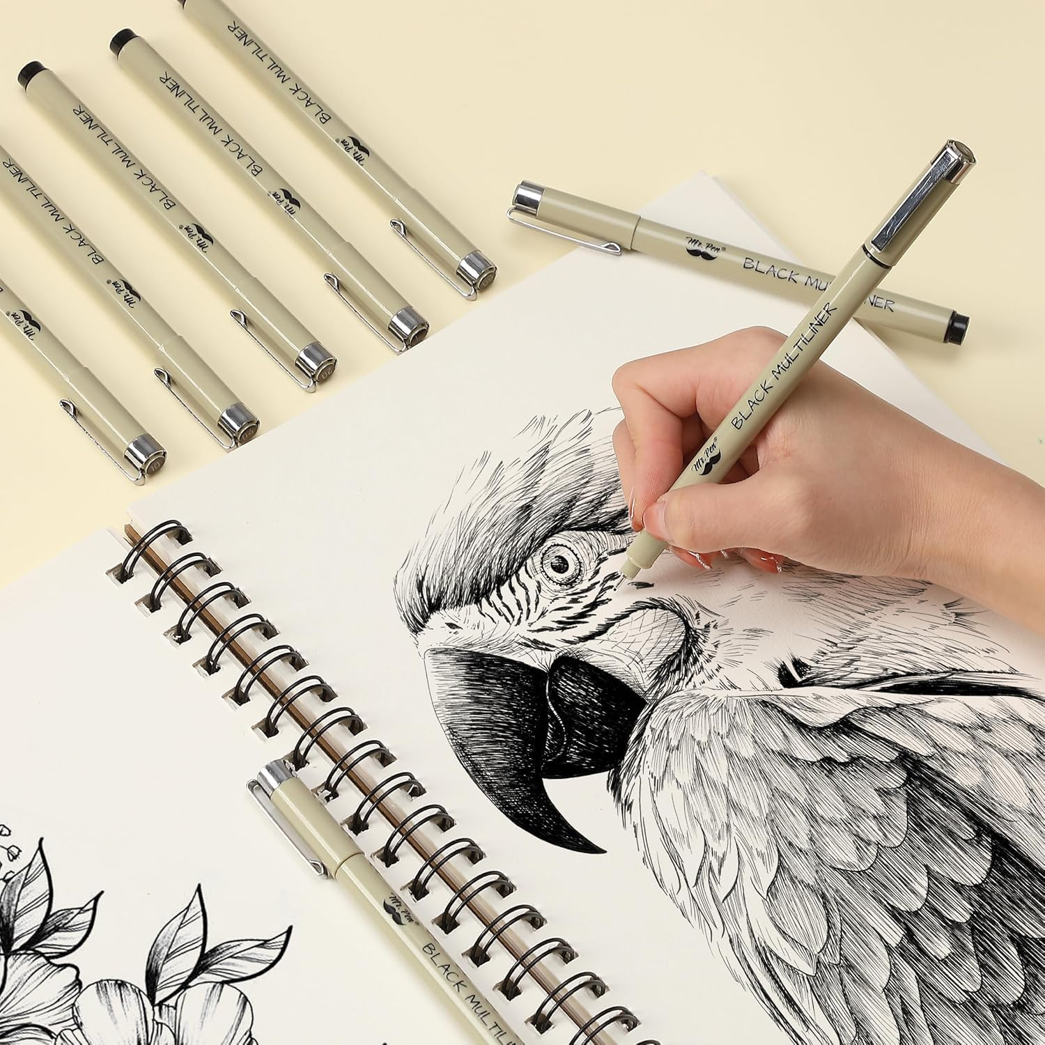 Micro Fineliner Drawing Art Pens: 6 Black Fine Line Waterproof Ink Set Artist Supplies Archival Inking Markers Pigment Liner Journaling Sketch Outline Manga Anime Sketching Watercolor Painting (6)