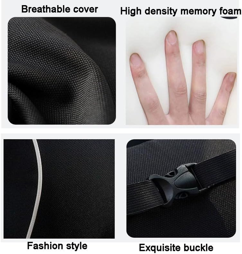 Car Seat Neck Pillow, Headrest Cushion for Neck Pain Relief&Cervical Support Washable Cover,100% Pure Memory Foam and Ergonomic Design (Black) image number 6