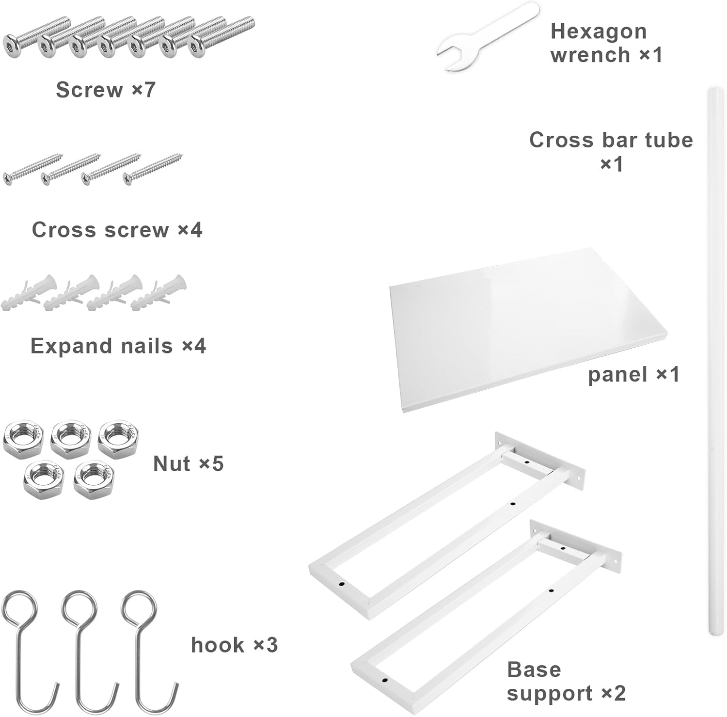 ABCOOL Wall Mount Microwave Oven Shelf Rack for Kitchen Home, Carbon Steel Counter Countertop Holder with Hook Rail and 3 Slidable Hooks