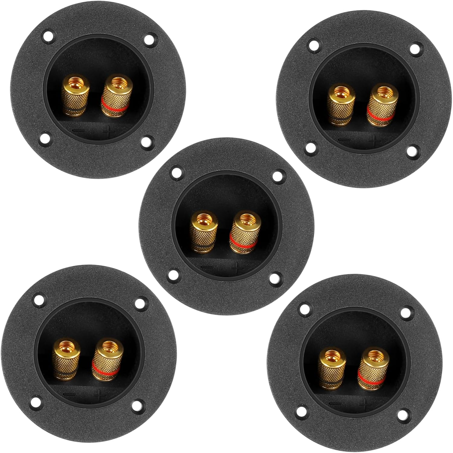 LALAFINA 5Pcs round Speaker Terminal Binding Post Connectors for DIY Hifi Audio Compatible Subwoofers and Home Theater Systems Black image number 5