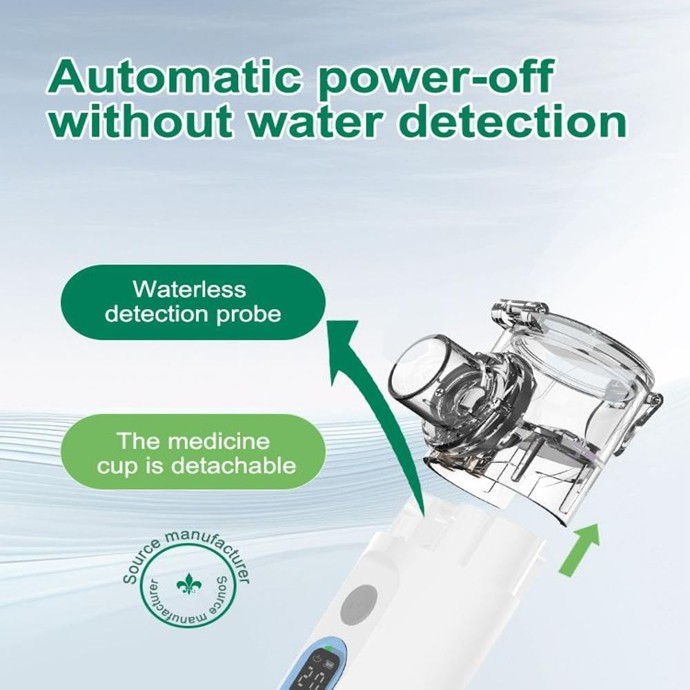 DLGNT Portable Nebulizer Device with LED Display & Auto-Cleaning &ndash; Compact Steam Inhaler for Adults & Kids &ndash; Quiet Mesh Mist Technology for Personal Use image number 2