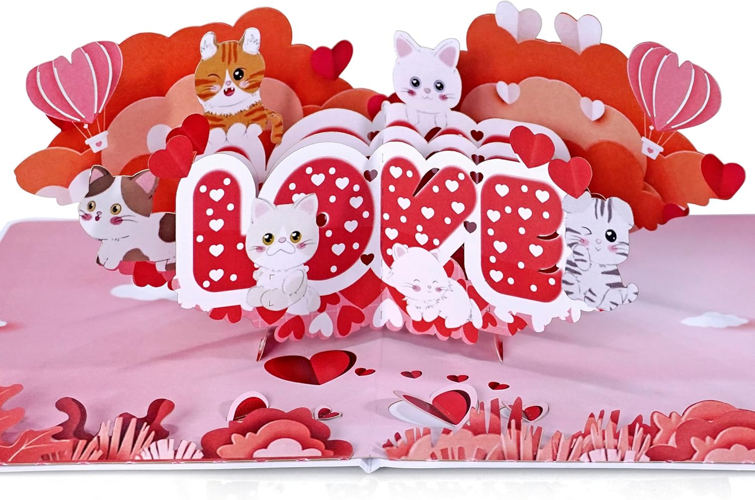 CUTPOPUP Love, Anniversary Card Pop Up, Valentines Day Card, Wedding, Engagement, 3D Greeting Card (Love Text with Cats) LO172AU1520