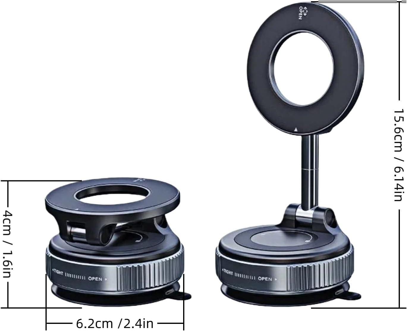 RAUWIZX Magnetic Suction Cup Phone Holder Foldable Magnetic Suction Cup Phone Mount 360&deg; Adjustable for Your Car/Gym/Mirror Mount Compatible with Iphone and Android image number 1