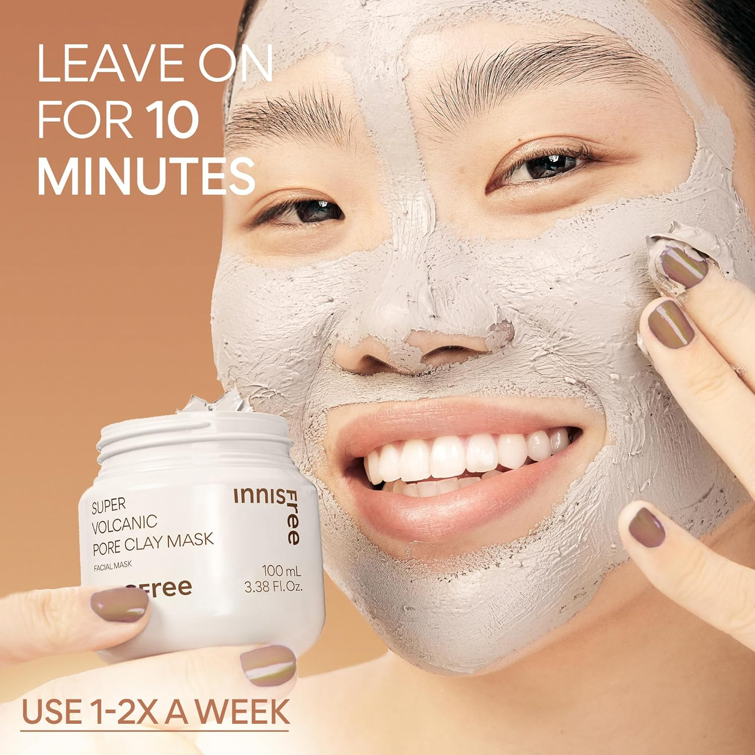 Innisfree Super Volcanic Pore Clay Mask, Korean Pore Clearing Clay Mask with Volcanic Clusters and AHA image number 1