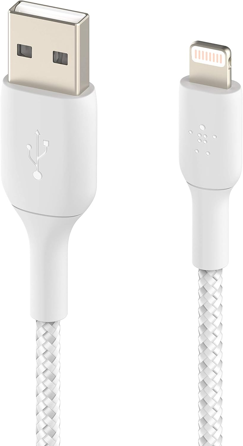 Belkin Boostcharge Braided Lightning Cable - 6.6Ft/2M - Mfi Certified Apple Iphone Charger USB to Lightning Cable 6Ft - Iphone Cable - Iphone Charger Cable - Apple Charger - USB Phone Charger - White image number 7
