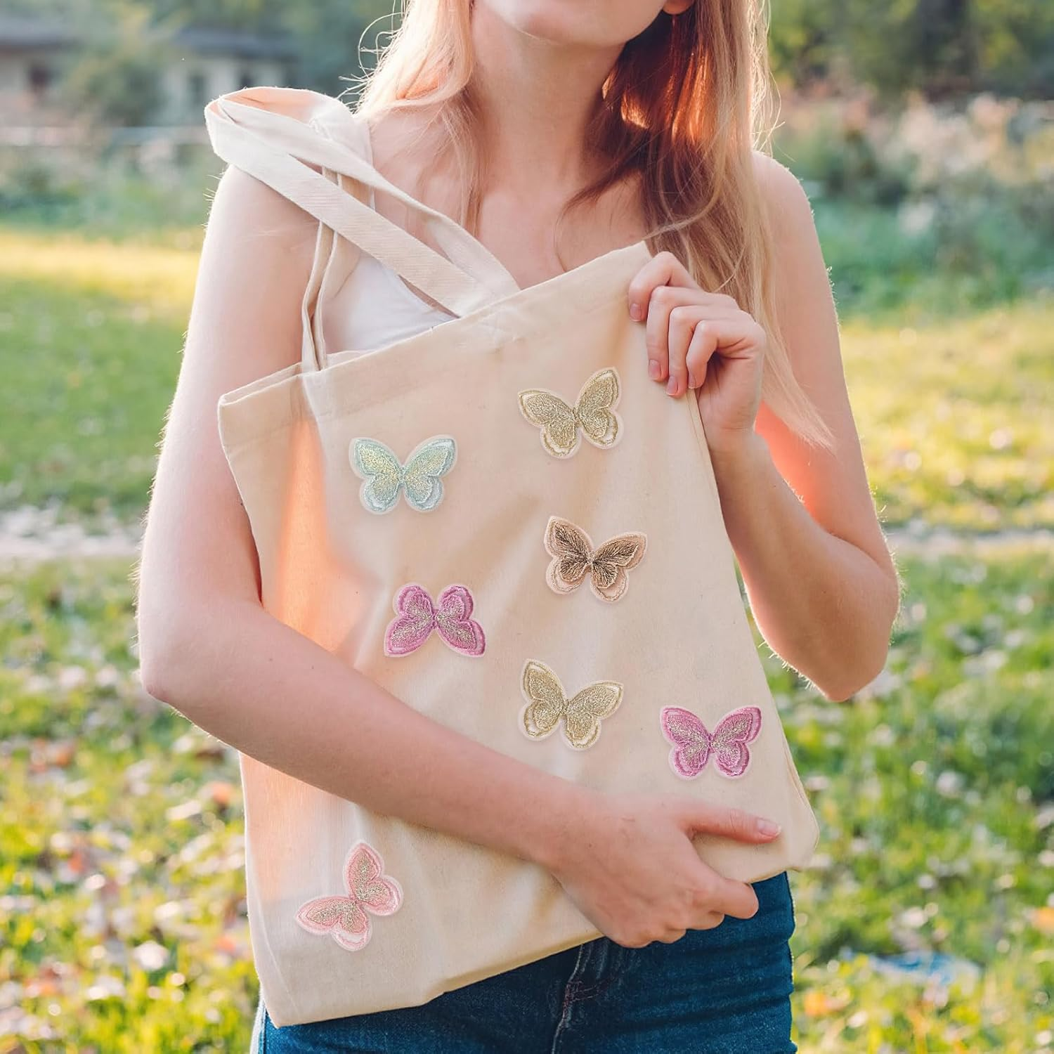 30 PCS Butterfly Patches Fabric Appliques for Clothes Butterflies Butterfly Lace Patches for Sewing Craft Wedding Dress Clothes Jeans Hat (Colorful) image number 6