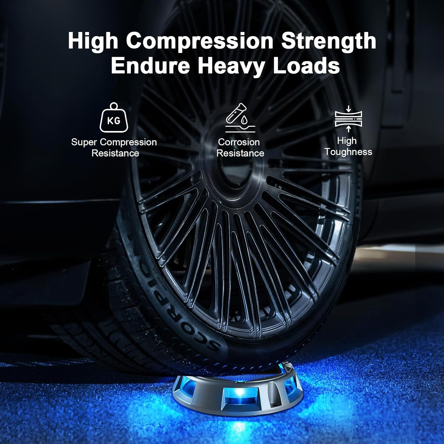 Roshin 4 Pack Solar Driveway Lights Outdoor, RGB 9 Colors 3 Dynamic Modes Solar Deck Lights, IP67 Waterproof Warning Step Lights for Sidewalk Walkway Pathway Dock Lawn Garden Decor image number 4