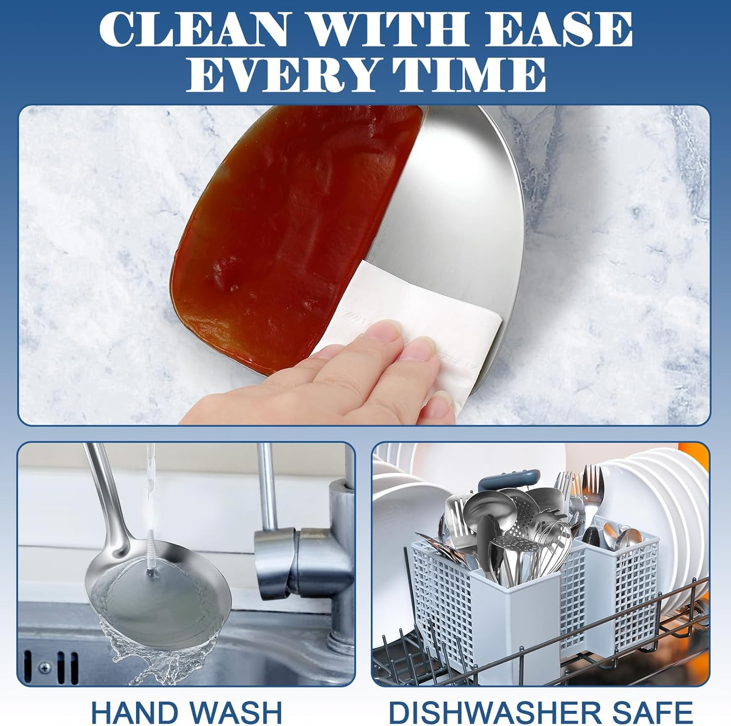 BEWOS 9 Piece Stainless Steel Kitchen Utensil Set - Cooking Utensils Set with Spatula and Utensil Holder, Heat Resistant & Dishwasher Safe, Non-Stick Friendly Kitchen Tools & Gadgets image number 3