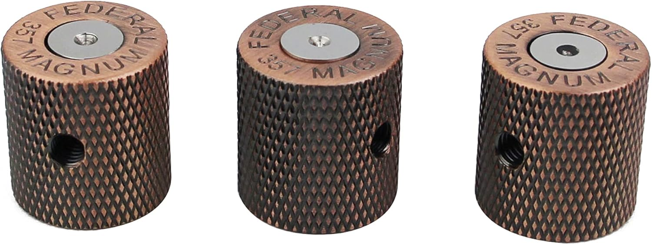 Guyker Guitar Knobs with 6Mm Dia. Shaft Pots - Brass Bullet Case Style Tone and Volume Control Potentiometer Knob Replacement for Precision Electric Guitar or Bass (3 Piece, Bronze) image number 3