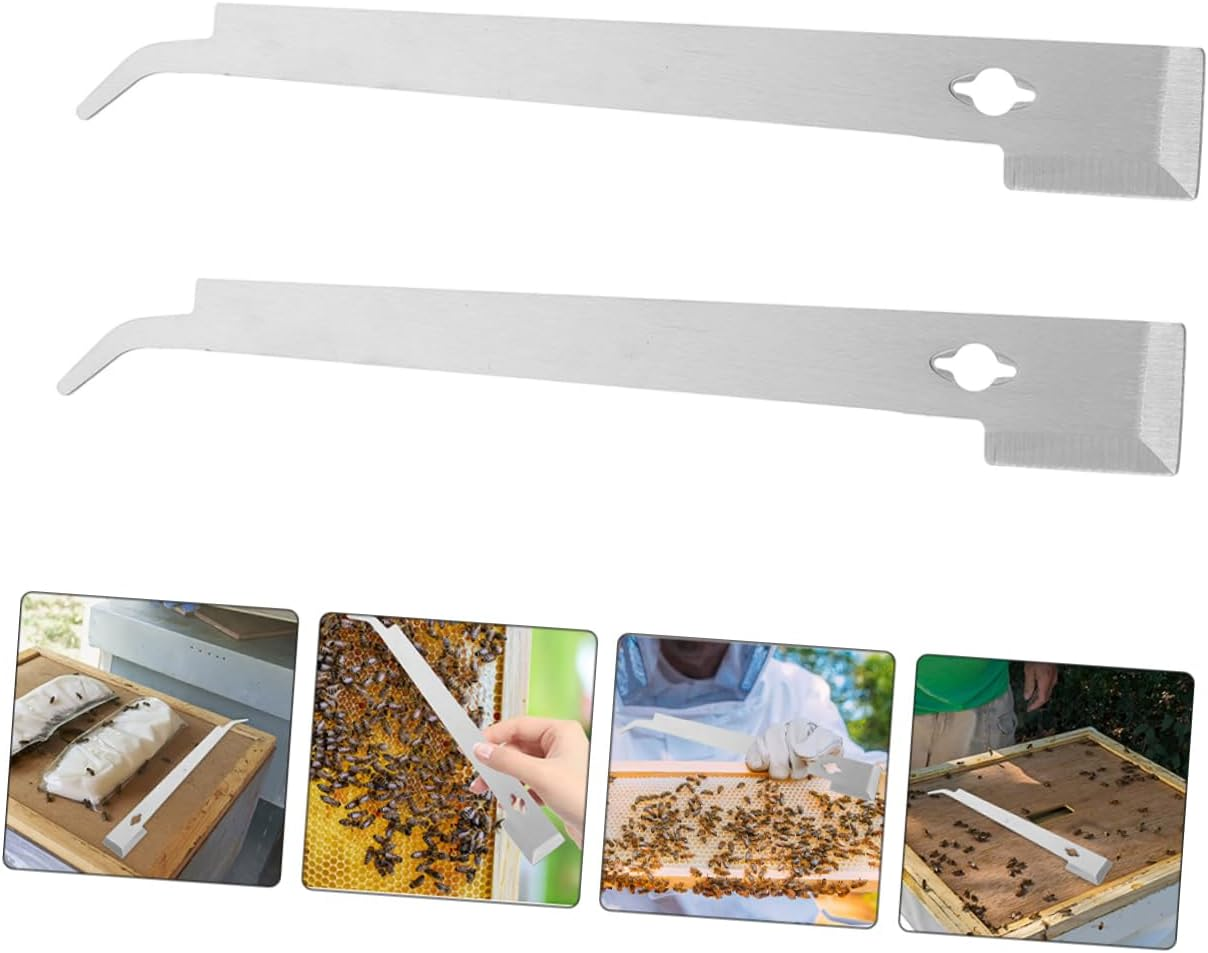 HANABASS 2Pcs Stainless Steel Beehive Scraper for Beekeeping Hive Tool Beehive Box Scrapers image number 1