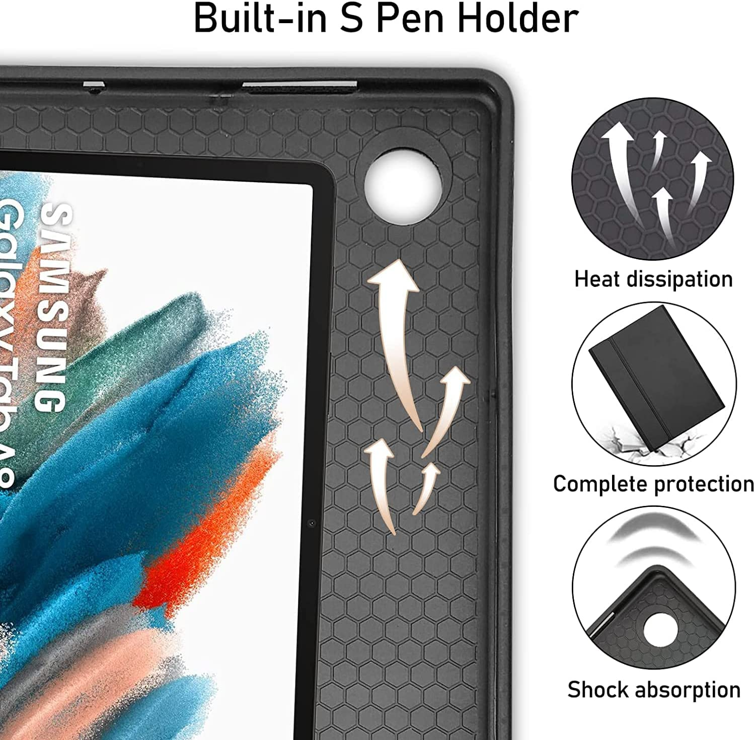 Ixtra Keyboard Case with Trackpad for Samsung Galaxy Tab A8 10.5 Inch 2022 SM-X200/X205/X207 Slim Shell Stand Cover with Built-In S Pen Holder, Magnetic Detachable Wireless Bluetooth Keyboard, Black image number 1