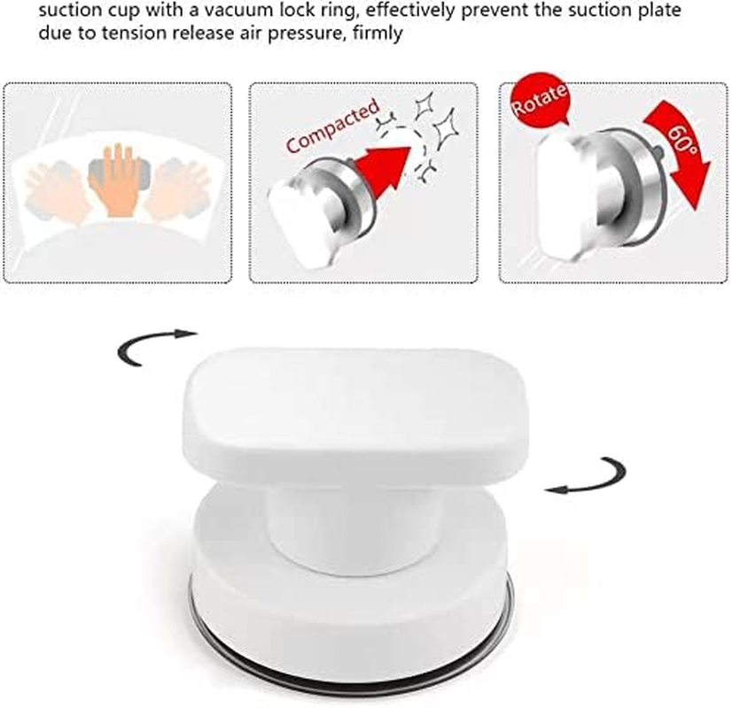 IREES Powerful Suction Cup Handle, Modern White ABS Knob for Fridge Handle, Drawer, Cupboard, Cabinet Door, Glass, Bathroom (White, 6.2 X 6.5 Cm, 1.9 Inches) image number 6