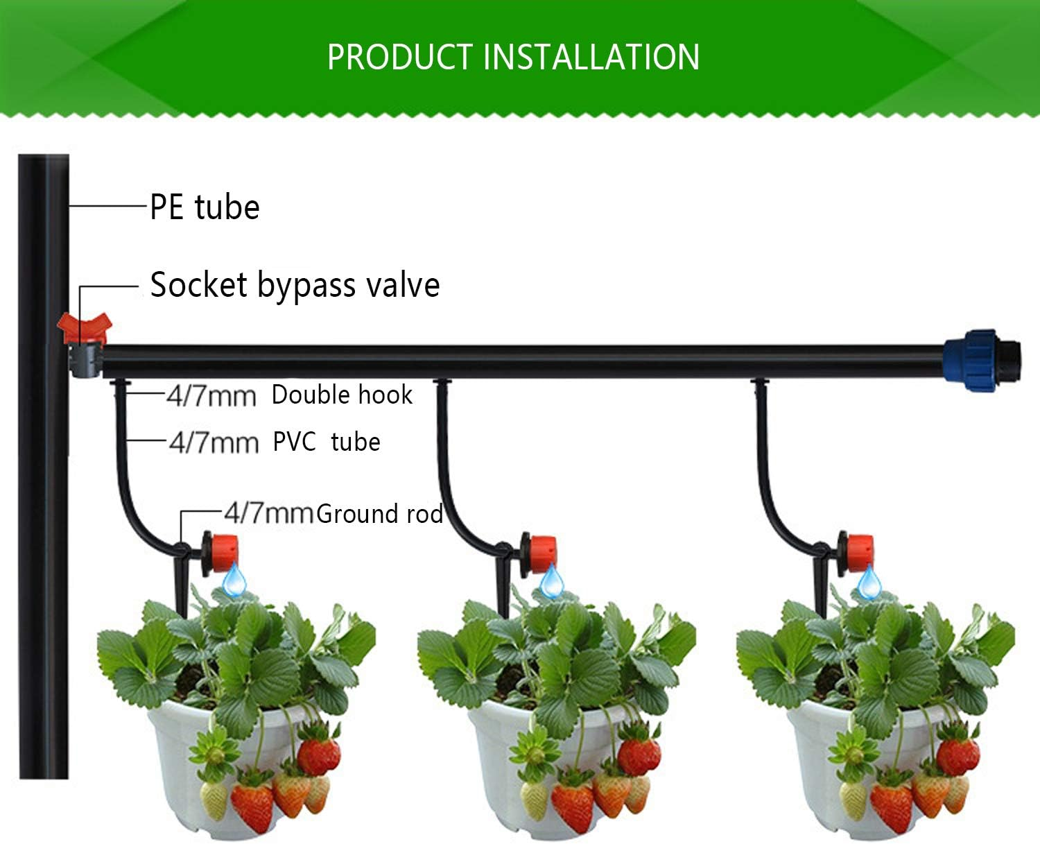 Balter-D 200 Pack 1/4 Inch Drip Support Stakes, Black, Flat Top, Polypropylene (PP) Material image number 4