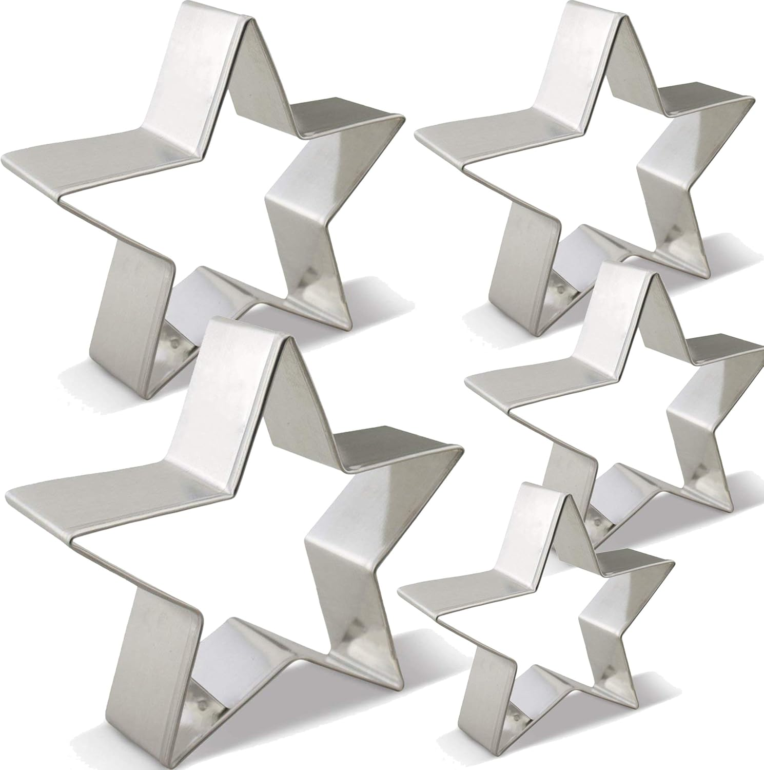 Antallcky Star Cookie Cutter Set-5 Pcs Stainless Steel Five-Pointed Star Biscuit Molds Fondant Cake Cookie Cutter Set Pastry Mold image number 1