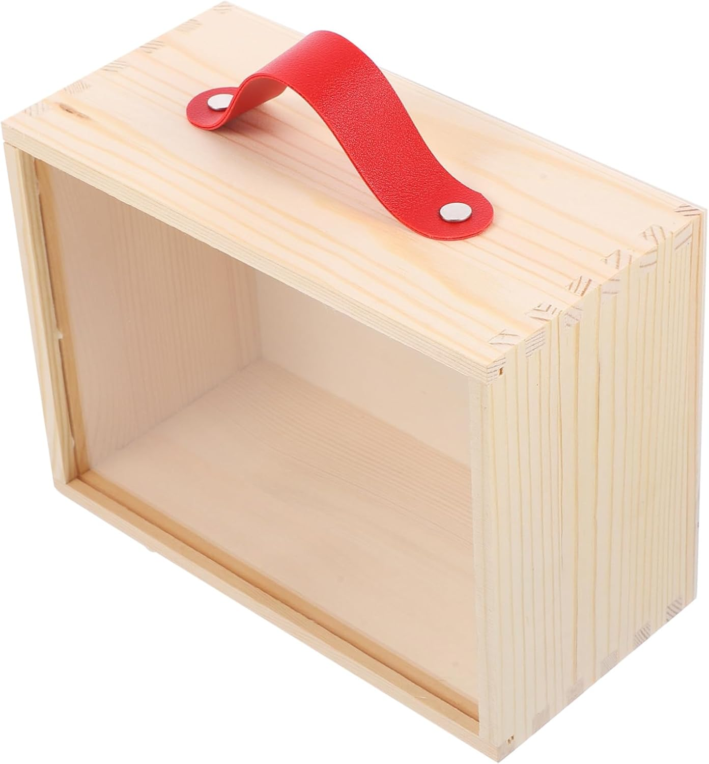 MUSISALY Wooden Storage Box Container with Transparent Lid Reusable Decorative Box for Home Office Smooth Edges Space-Saving Design for Organizing Supplies image number 3