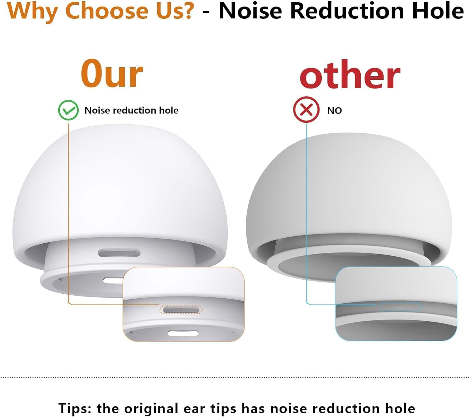 4 Pair Replacement Ear Tips for Airpods Pro & 2Nd Generation with Noise Reduction Hole, with Cleaner Pen Kit for Airpods Pro/Pro 2Nd, Built-In Dust Guard Screen, 4 Sizes (Xs/S/M/L)-White image number 2