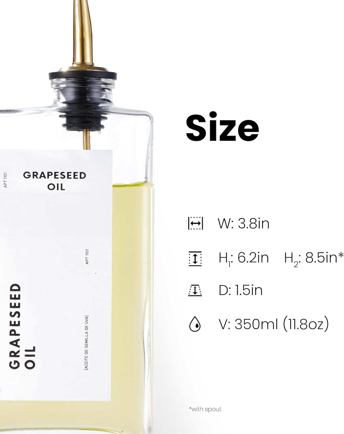 Olive Oil Dispenser for Kitchen, 350Ml Cooking Oil Dispenser, 2 PCS Rectangular Oil and Vinegar Dispenser Set, Large Capacity Glass Oil Container, Soy Sauce Dispenser for Cooking image number 3