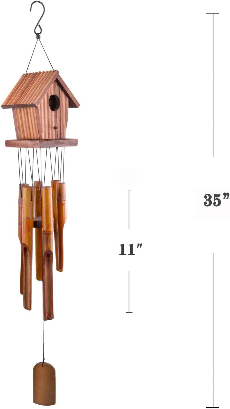 Bamboo Wind Chimes, 35'' Wooden Birdhouse Wind Chime, Gifts for Mom/Women/Wife/Daughter/Sister/Aunt/Grandma, Outdoor Decor, Yard Decor for Christmas,Birthday Gifts,Gardening Gifts image number 6