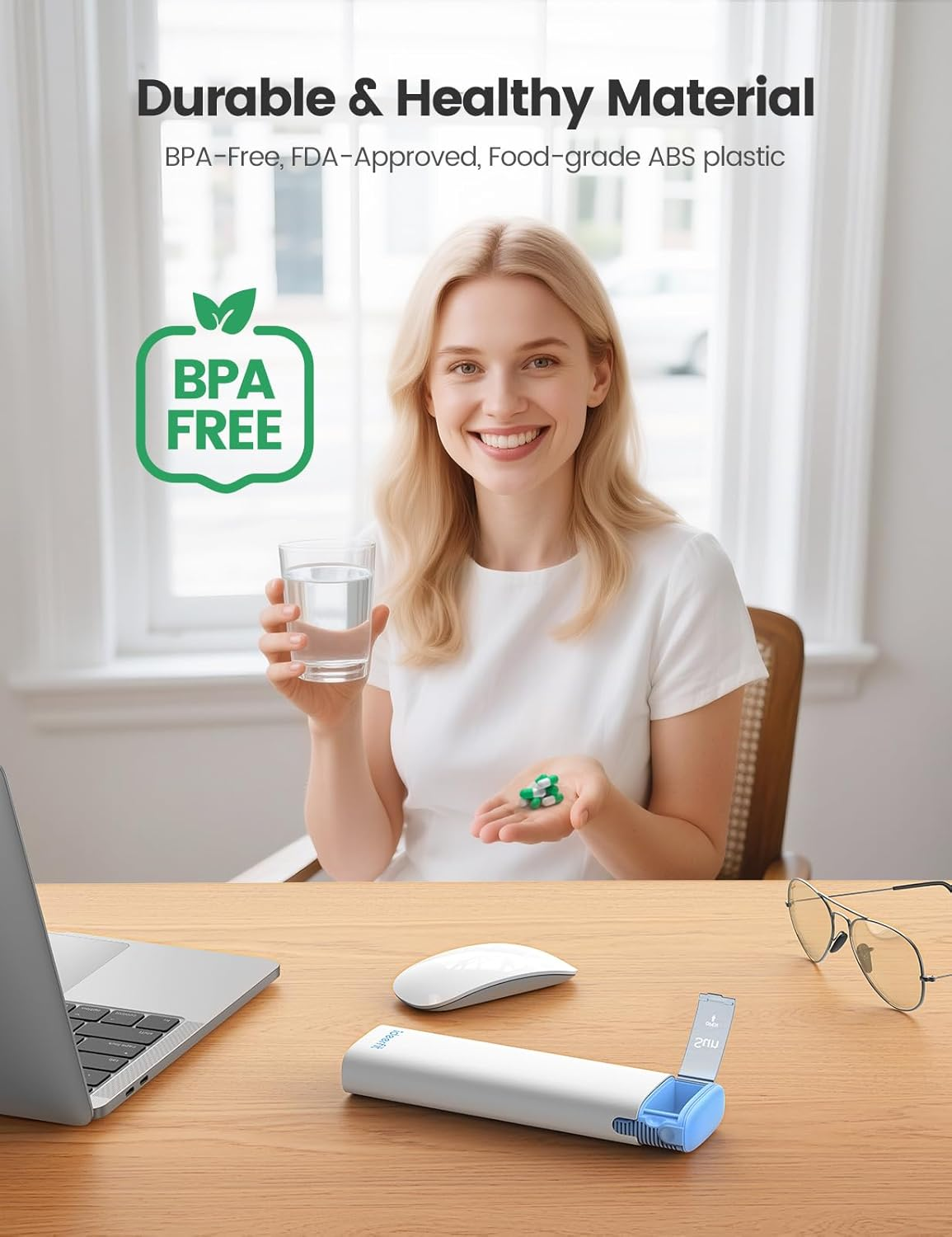 Weekly Travel Pill Organizer,Ideerfit Small Pill Box 7 Day,Portable Pill Case,Daily Medicine Box,Drawer Design Pill Container for Medication, Vitamins, Fish Oils, Supplements,Pink - Pink image number 5