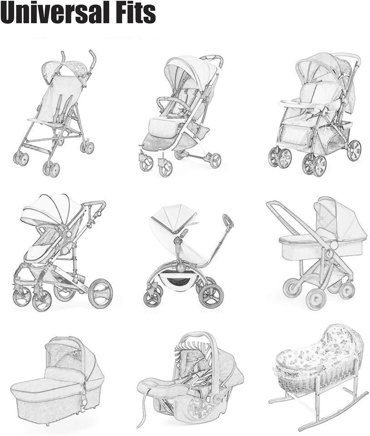 Pandaear 2 Pack Mosquito Net for Strollers, Universal Baby Bug Net for Strollers, Car Seat, Bassinet, Cradle -Black image number 2