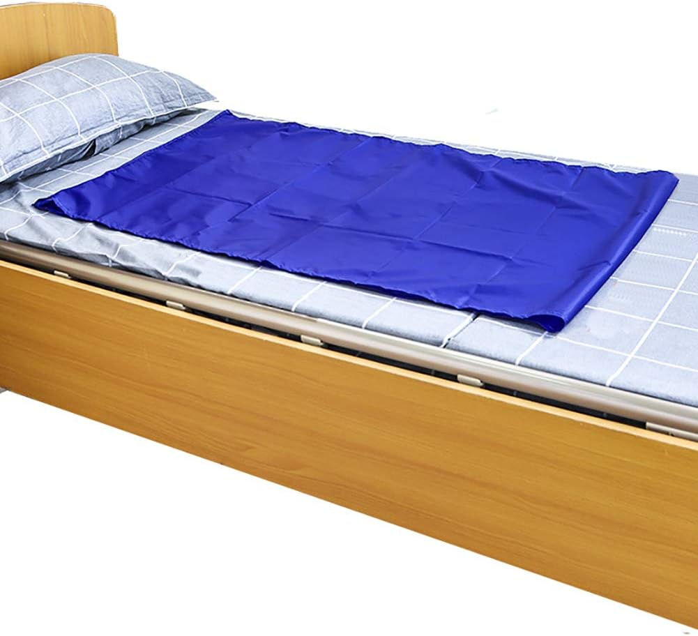 HNYG Reusable Flat Slide Sheet for Patient Transfer, Turning, and Repositioning in Beds, Hospitals and Home Care, Sliding Draw Sheets to Assist Moving Elderly and Disabled (Blue, 110X70 CM)