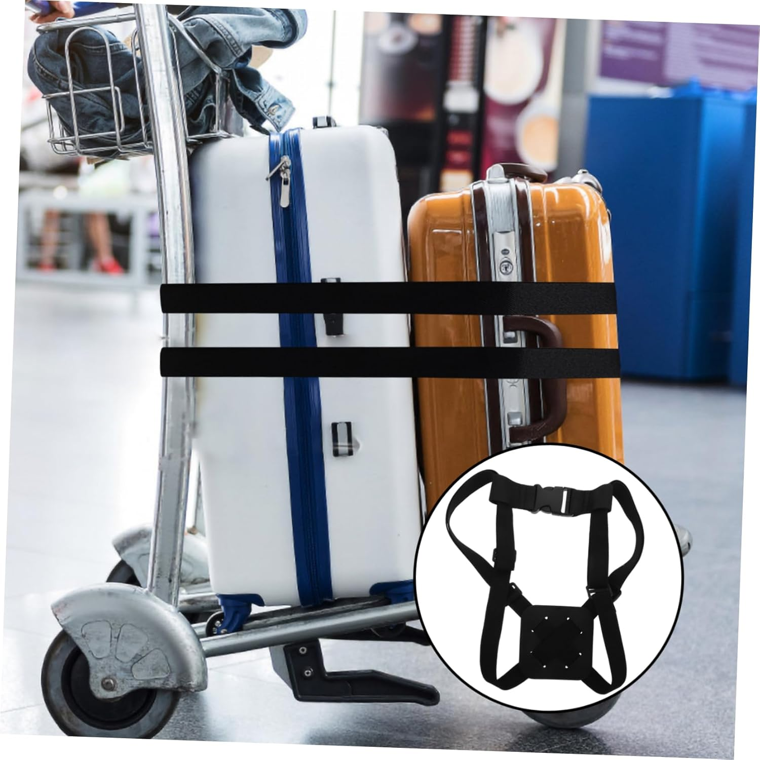 VANZACK 2Pcs Adjustable Luggage Straps for Suitcases Elastic Tie down Straps Luggage Belt image number 5