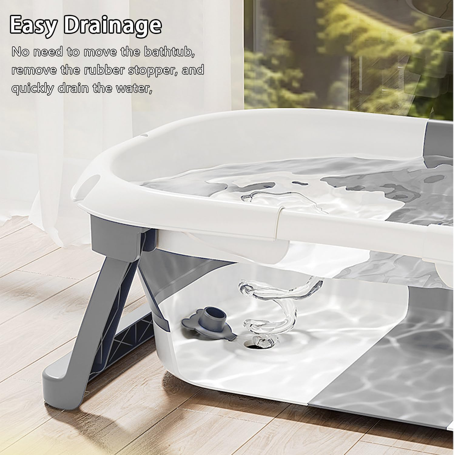 Collapsible Baby Bathtub for Infants to Toddler with Floating Cushion,Foldable Baby Bath Tub Set Applicable 0-36 Month,Perfect Portable Travel Baby Tub for Newborns Boy (Grey) image number 2