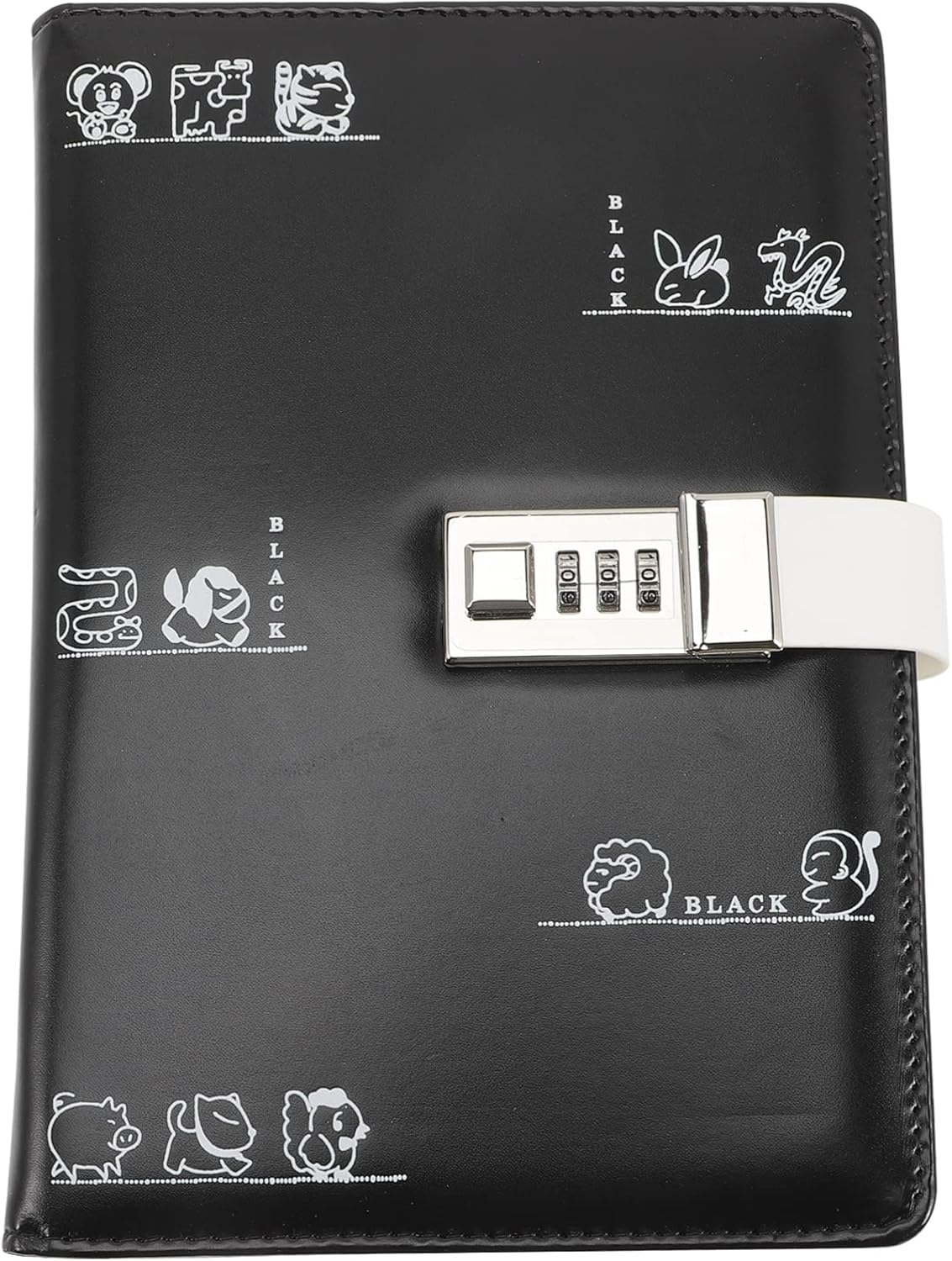 NUOBESTY Lockable Journal Diary with Lock Black Password Book with Code Lock Protection Pu Notebook for Students Adults 21.5Cm
