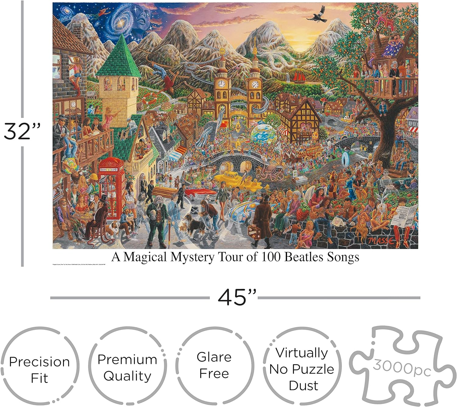 AQUARIUS 68504 a Magical Mystery Tour of 100 Beatles Songs Puzzle, 3000 Piece, Multicolor image number 2