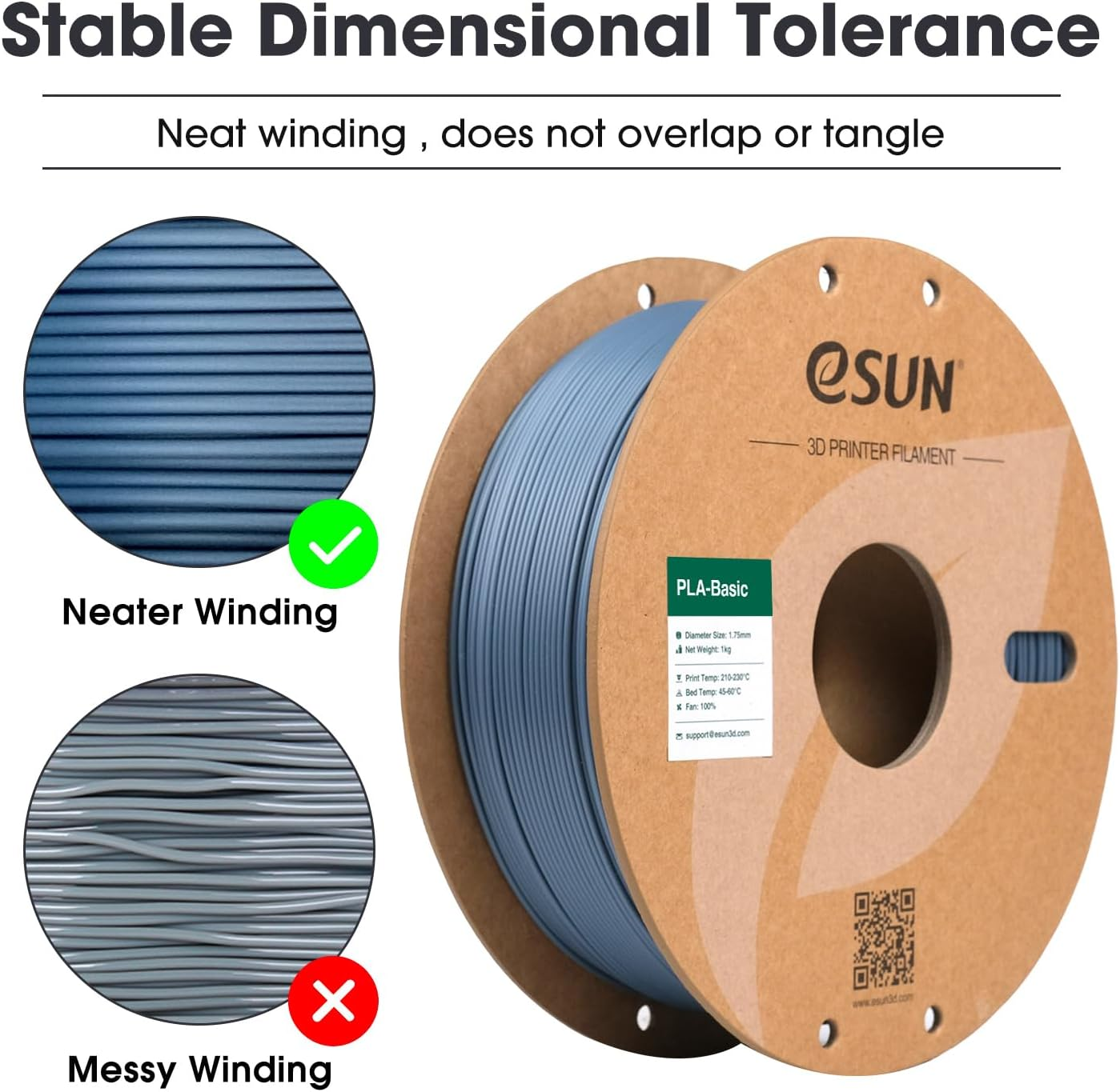 Esun Basic PLA Filament 1.75Mm, Epla 3D Printing Filament Dimensional Accuracy +/- 0.03Mm, 1KG Spool (2.2 LBS) Compatible with Most 3D Printer,Grey image number 4