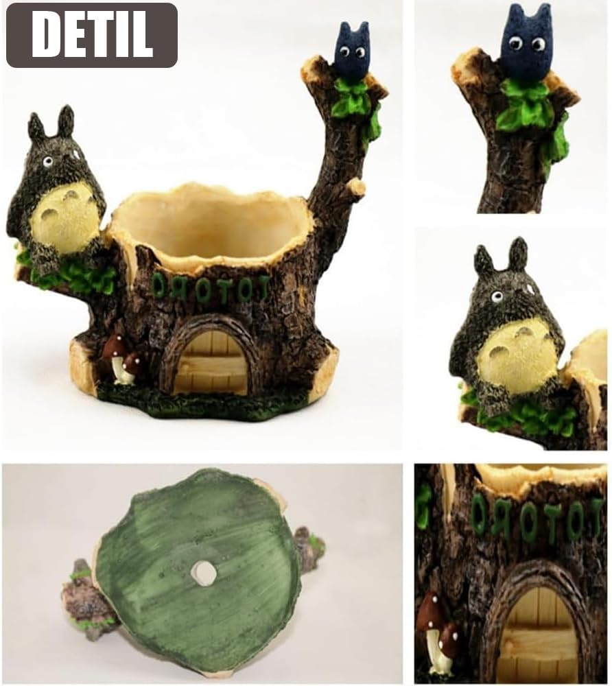 Succulent Pot,Small Garden Pots,Cartoon Flower Planter,Resin Flowerpot, Mini Home Decoration,With Drainage, Cute Resin Totoro Flower Planters Decoration, Handicraft Mini Plant Pots for Small Planter image number 2