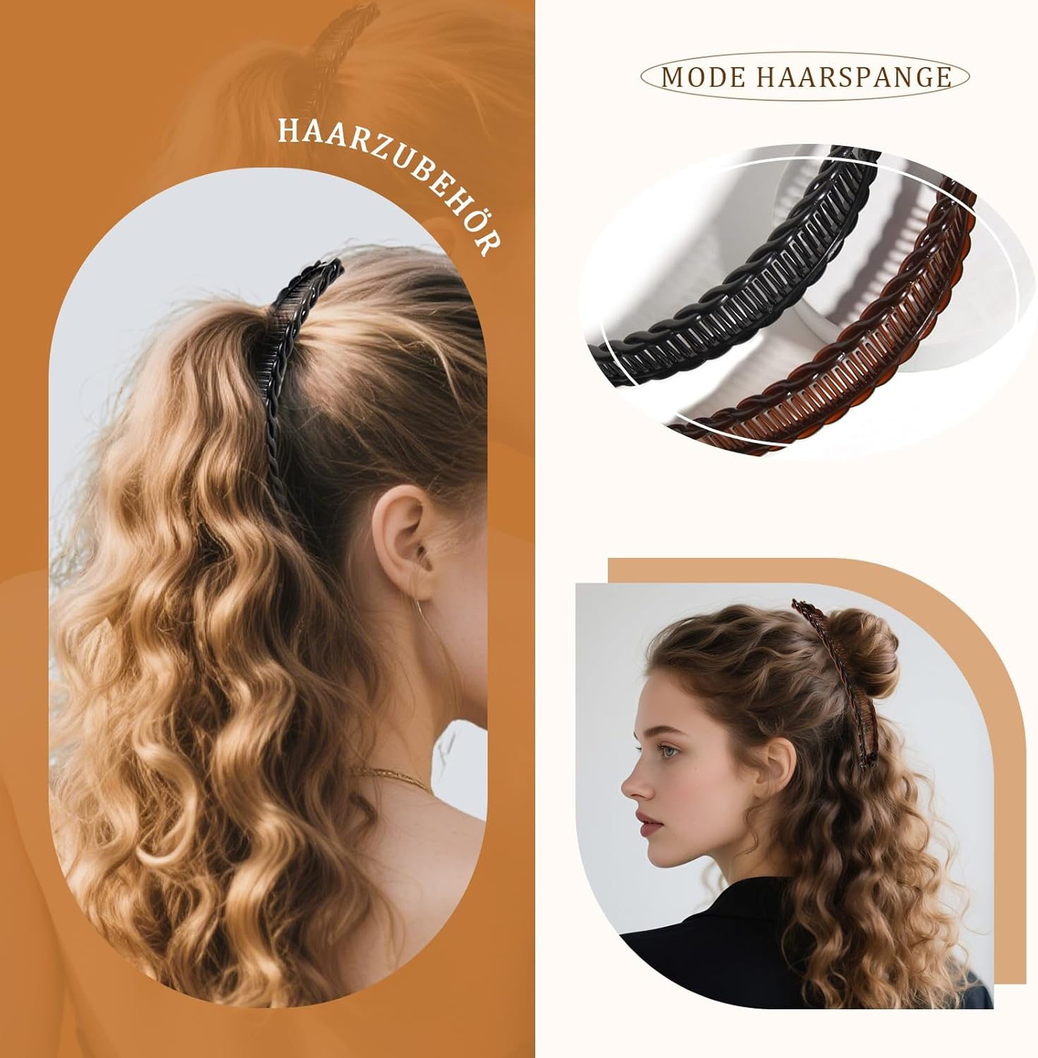 Banana Hair Claws in Black and Brown - Decorative Hair Accessories Clips for Long Hair (Brown and Black)