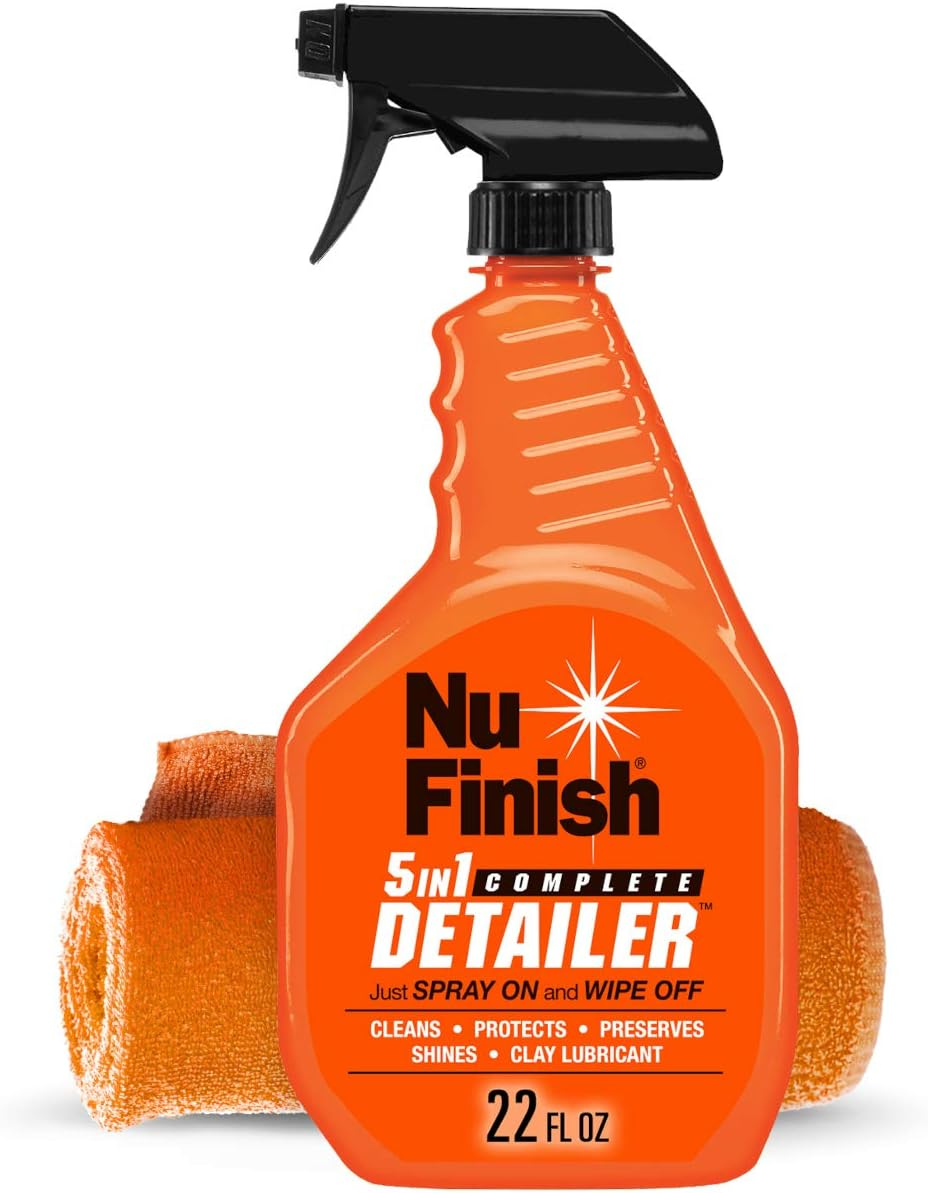 Nu Finish 5-In-1 Complete Detailer Spray and Microfiber Towel (2 Items) - 22 Fl Oz, Car Detailing Spray and Microfiber Cleaning Towel (AMZNF5INKIT) image number 1