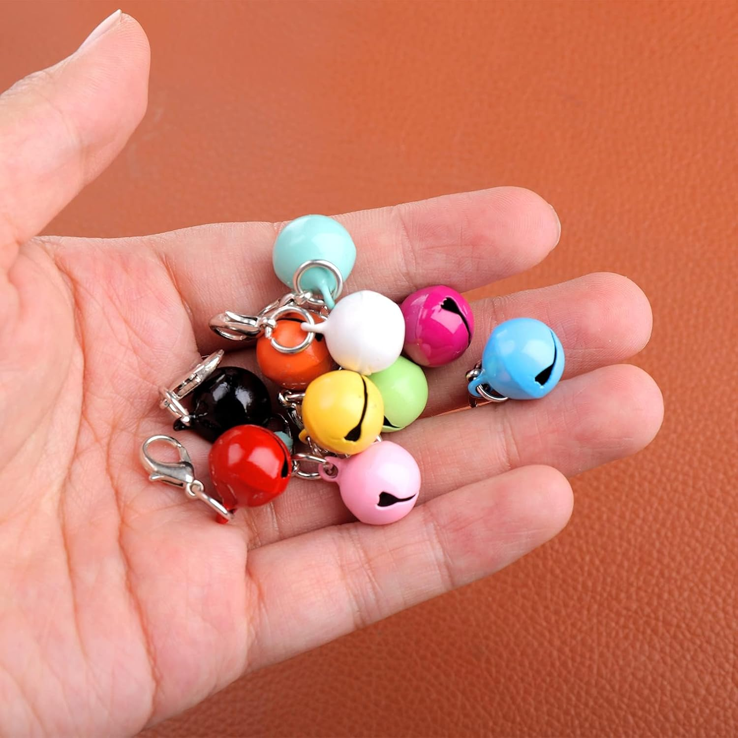 10 Pcs Cat Dog Collar Bells, Jingle Bell for Cat Collar, Dog Collar Charms, Colourful Pet Small Bells with Clasps, Pet Collar Accessories, Festival Party DIY Crafts Decoration for Dog Cat Pet image number 4
