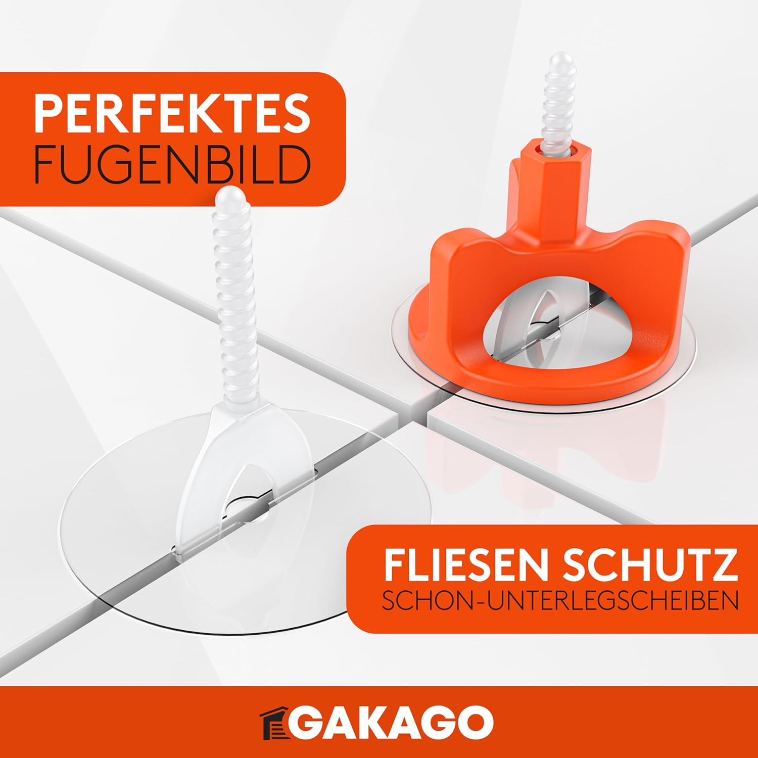 Gakago Tile Levelling System 200 Thread Tabs 2 Mm - Laying Aid for a Perfect Joint Pattern - Superior Range for Tile Thicknesses 3-18 Mm - Tile Protection with Schon Washers image number 4