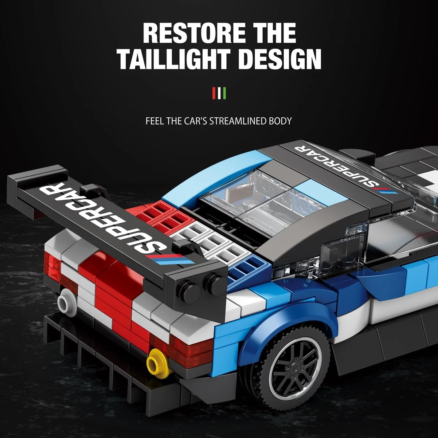 Reobrix 672 BMW M4 GT3 Toy Car Building Blocks, Model Cars Building Kit for Display and Collectible, Race Car Building Toy for Boys and Adults, Compatible with , 385 Pieces image number 5