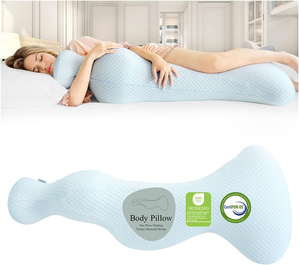 Mermaid Body Pillows for Adults, Cooling Long Pillow for Bed, One Piece Full Body Pillow, Big Memory Foam Firm Body Pillow for Side Sleepe, Soft Hugging Bodypillow for Pregnancy image number 6